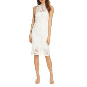 Eliza J Illusion Lace Cocktail Dress Ivory Size 6 New